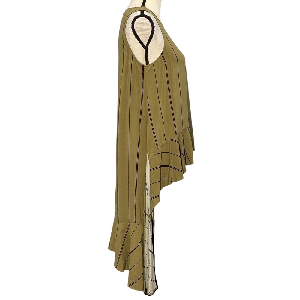 Madison Sleeveless Tunic S High Low Striped Dried Herb - Picture 5 of 12